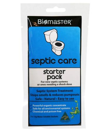 Septic Care Starter Pack Septic Tank Treatment, Stops Odors, Clears Drain Fields (100% Natural Concentrate, 2 Water Soluble Sachets)