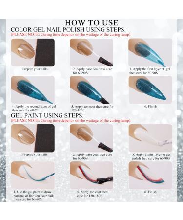 Supwee Reflecting Gel Liner Nail Art Set - 8 Colors Disco Glitter UV Gel Polish for DIY Nail Designs - Buy Online on SooperMarket.com