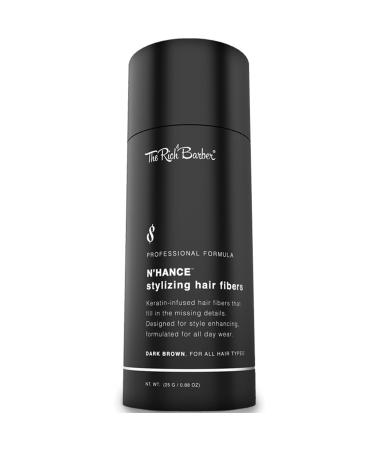 The Rich Barber N Hance Hair Building Fibers  3 Month Supply - Barber Hair Thickening Fibers  25 grams - Grey Hair Concealer Spray - Sharper Hairlines  Thicker Beard & Fuller Hairstyling (Dark Brown) Fibers Only - Dark B...