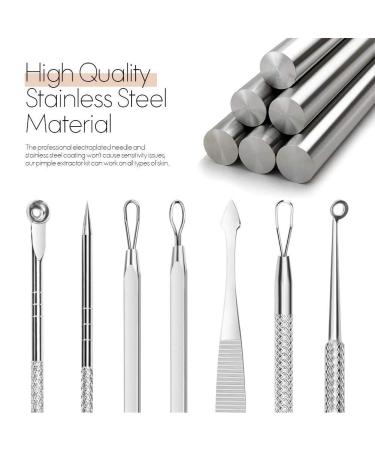 7PC Blackhead Remover Set - Premium Comedone Squeezer Tools for Acne Treatment with Stylish Leather Pouch - Buy Online on SooperMarket.com
