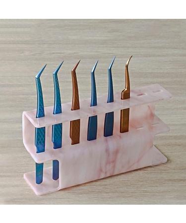 LIXIMMAZN 8-Hole Acrylic Tweezers Holder | Eyelash Extension Tools Rack & Stand | Durable Salon Supplies Display (Marbled Pink) - Buy Online on SooperMarket.com