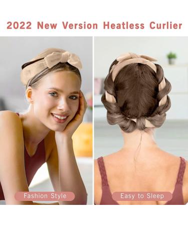 Yiclick Heatless Hair Curler for Long Hair Upgraded No Heat Hair Roller Sleeping Soft Rubber Hair Rollers Curling Ribbon and Rods for Natural Hair Beige - Buy Online on SooperMarket.com