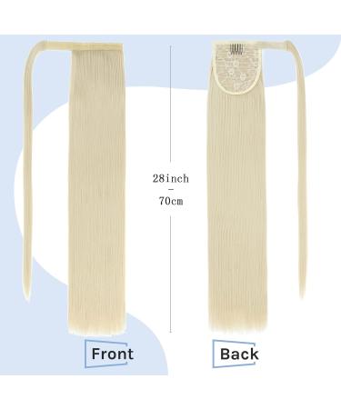 Silky Straight Clip in Ponytail Hair Extension 28 Inch - Heat-Resistant Fiber - Bleach Blond - Women's Wrap Around Pony Tail - Buy Online on SooperMarket.com