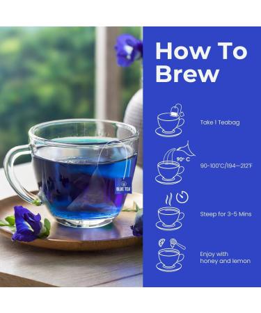 BLUE TEA - Shankhpushpi Flower - 30 Pyramid Tea Bags | For Food Iced Tea Cooler Cocktails Mocktails | Caffeine Free Herbal Tea l Gluten Free NON-GMO|Premium Pet Jar| - Buy Online on SooperMarket.com