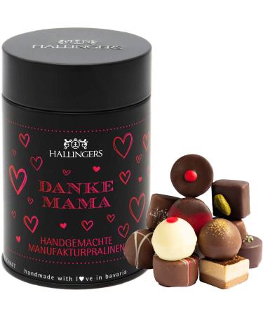 Hallingers Thanks Mama - Mother's Day gift chocolates gift handmade without alcohol made of noble cocoa for Mother's Day for Mama (can) - Mother's Day gift & gift ideas for Father's Day |Thank you anniversary 150 g (1 Pack)