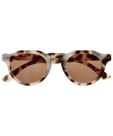 Opulize rio - sun reading glasses - frame above flat - UV400 sun protection - women men - spring hinges - S53-1 +1.00 Dioptria Glossy light brown tortoise