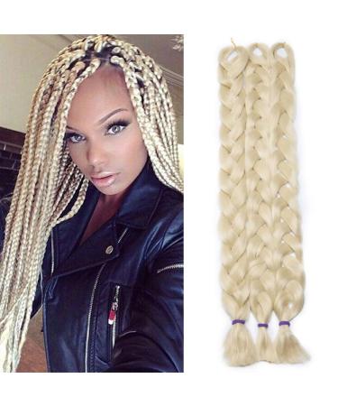 Tess 41 "Braids Extensions Kunsthaar crochet jumbo braids synthetic braiding hair 3PCs 165g/bundle 100cm extensions blonde 104 cm (3 pieces) #613 light blonde