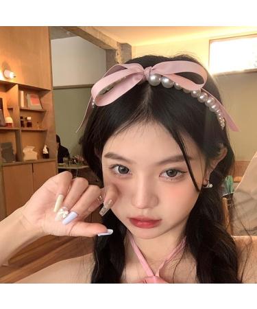 Limtula Pearls Bowknot Headbands for Woman Girl Ribbon Hairband for Skincare Makeup Delicate Hairband for Girl Taking Photo Blue - Buy Online on SooperMarket.com