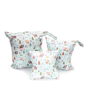 EGURS 3 pieces/set diaper bag with reusable fabric wetbag naspocks organizer bags for babies wear diapers dirty clothing and other accessories