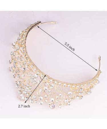 Didder Crystal Tiara - Gold Princess Crown for Women & Girls | Rhinestone Bridal Hair Accessories for Wedding, Prom & Parties - Buy Online on SooperMarket.com