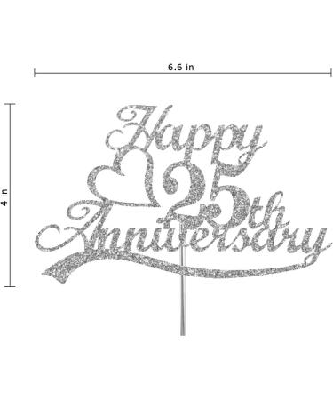 25th Anniversary Cake Topper Silver Glitter 25 Wedding Anniversary Party Decoration Ideas Premium Quality Sturdy Doubled Sided Glitter Acrylic Stick. Made in USA (25th Silver) - Buy Online on SooperMarket.com