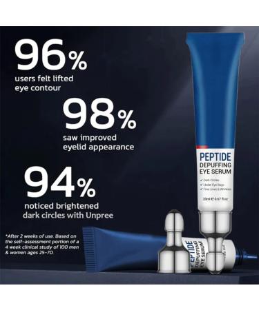Peptide Depuffing Eye Serum - Natural & Organic Anti-Wrinkle Under Eye Cream with Kojic Acid & Caffeine (2 PCs) - Buy Online on SooperMarket.com