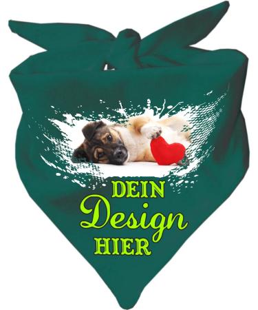 Little Fratz dog triangular scarf personalized with your desired motif (color: turquoise) (size 2 (68 cm)) 68 x 20 turquoise