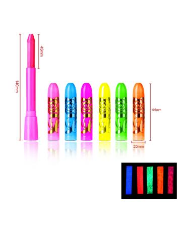 Glow in The Dark UV Face Paint Crayons Kit for Mardi Gras and Halloween - Buy Online on SooperMarket.com