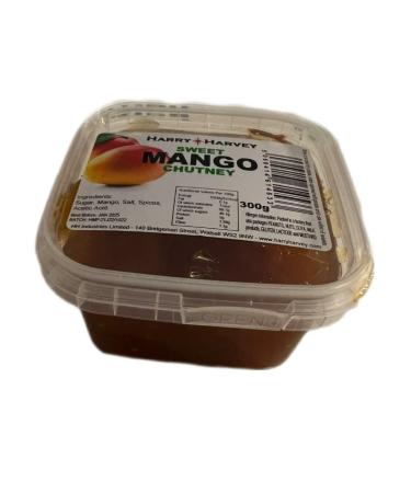 Harry Harvey 300g Sweet Mango Chutney as Used by takeaways and Restaurants. Serve with poppadoms Chicken Tikka Lamb chops Kebabs and King Prawns.