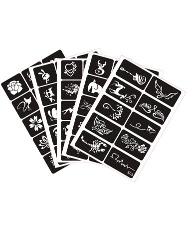 Xmasir 5 Sheets 70pcs Small Glitter Woman Drawing Tattoo Stencil  Kids Cute Airbrush Stencils & Templates