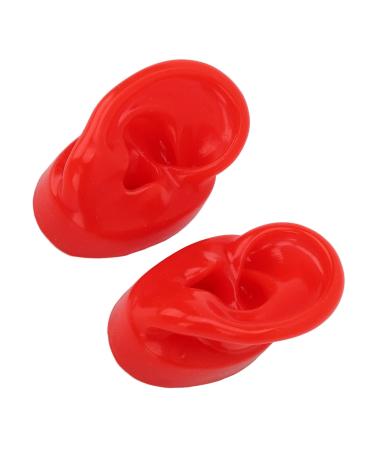 Simulated Ear Model Great Toughness Pair Ear Model Water Resistance Slick Soft for Clinics for Point Acupuncture(Red)
