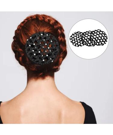 3-Piece Hair Network Crystal Bun Set | Stylish Hairstyles for Ballet Gymnastics & Sports | Black Fabric Bunting for Kids - Buy Online on SooperMarket.com