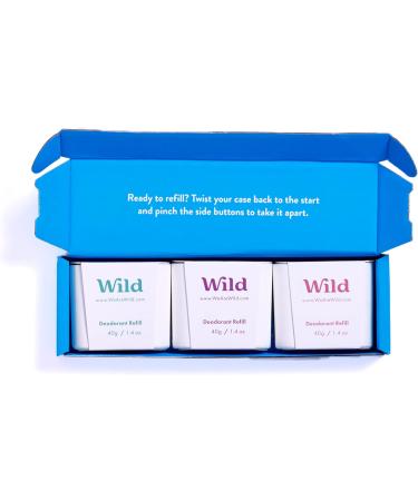 Wild - Natural Refillable Deodorant - Aluminium Free - Refill Variety Pack Includes Fresh Cotton & Sea Salt Jasmine & Mandarin and Coconut & Vanilla Scents - Long Lasting Protection Variety Pack 40 g (Pack of 3) - Buy Online on SooperMarket.com
