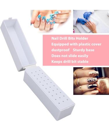 Nail Displayer Organizer Box for Nail Drill Bits Nail Drill Bits Holder Dustproof Professional 30 Holes Nail Drill Tools Container For Home Use Nail Salon White - Buy Online on SooperMarket.com