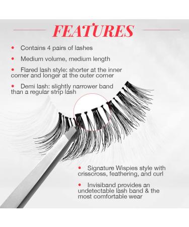 Ardell Demi Wispies False Eyelashes Black - Full Volume Strip Lashes 2-Pack (4 pairs) - Eye Make-Up Enhancement - Buy Online on SooperMarket.com
