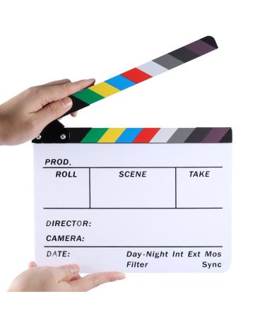 Neewer Acrylic Plastic 10x8"/25x20cm Director's Film Clapboard Cut Action Scene Clapper Board Slate with Color Sticks