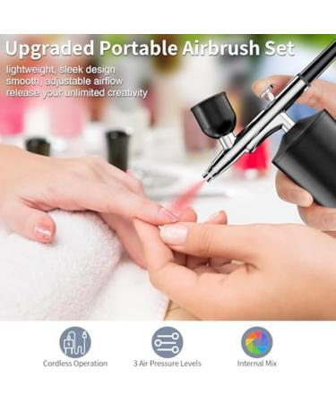 Kuuddker Airbrush Kit 30PSI Cordless Rechargeable High-Pressure Non-Clogging Air BrushGun for Nail Art Painting Black - Buy Online on SooperMarket.com