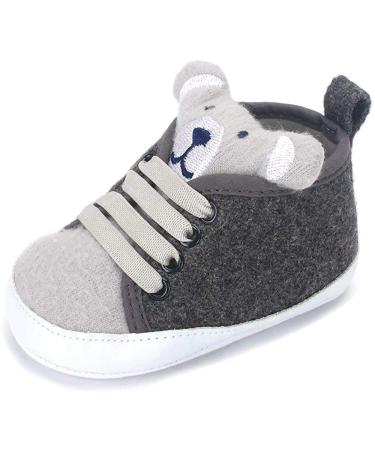 LACOFIA Baby Boys Sneakers Infant Anti-Slip Soft Sole 3D Animal First Walking Shoes 12-18 Months Gray