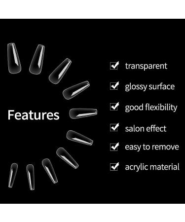 TOMICCA Clear Coffin Nail Tips 500pcs - Long Full Cover Acrylic Fake Nails | Ballerina Style in 10 Sizes for Nail Extension - Ideal for Salons and DIY Nail Art - Buy Online on SooperMarket.com