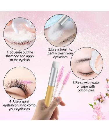 Lash Shampoo Kit for Eyelash Extensions | 2 fl.oz Eyelash Cleaner Foam | Salon & Home Use | Peach - International Shipping Available - Buy Online on SooperMarket.com