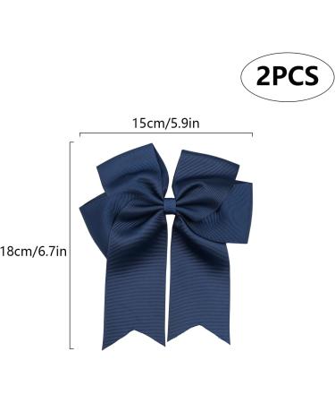 2 Pack 6 inch Bow Hair Clips Large Hair Bow Hair Barrette Clips for Women Girls Dark Blue Hair Bows - Buy Online on SooperMarket.com