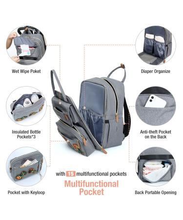 Buy Tonyeee Personalized Diaper Backpack | Stylish Travel Baby Bag with Removable Cross Body Bottle - Gray - Buy Online on SooperMarket.com