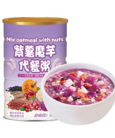 Purple potato and konjac cereal 500g/can food substitute Congee Sweet potato konjac flour healthy and nutritious breakfast porridge instant brewed Grain oatmeal powder Chinese snack gift pack (3can)