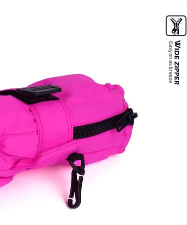 Highcamp Waterproof Winter Snow Ski Mitten Gloves with Zipper - Kids XS (1-3 Y) Rosa - Buy Online on SooperMarket.com