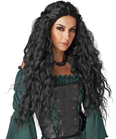 PORSMEER Long Black Wavy Curl Wigs for Women Middle Part Fluffy Curly Black Wig Natural Looking Synthetic Heat Resistant Fiber Wigs Hair Replacement Wigs for Daily Party Use Wig (Black) - Buy Online on SooperMarket.com