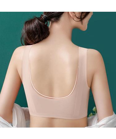 Angxiwan Ladies Bustier Yoga Bralette - Seamless Breathable Cross Back Design Spaghetti Straps Medium Zipper Front - Stylish Comfort in Beige XXL - Buy Online on SooperMarket.com