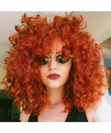 Short Loose Curly Wig for Black Women Short Curly Wigs for Black Women Curl Afro Wigs for Black Women Synthetic Hair Wig Natural Half Wigs for Women Soft Hair Ginger Wigs (Orange)