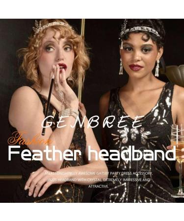 GENBREE Peacock Hair Clip 1920s Flapper Headpiece - Crystal Gatsby Headband for Women and Girls (White) | Prom Party Head Accessory - Buy Online on SooperMarket.com