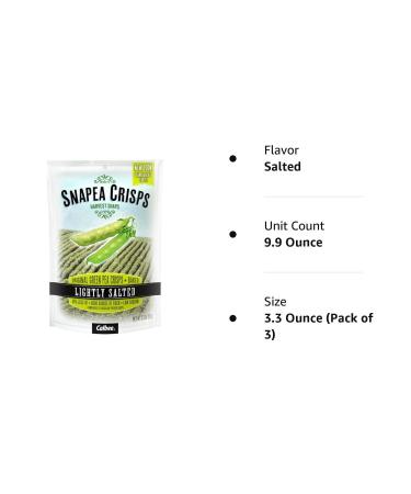 Harvest Snaps Snapea Crisps Lightly Salted 3.3 Oz Pack of 3 - Healthy Snack Option - Buy Online on SooperMarket.com