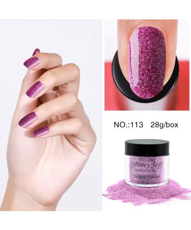 28g Dark Pink Glitter Dipping Powder for Salon Nails - No Lamp Cure, Gel-Like Finish - HJ-ND064B-No.113 - Buy Online on SooperMarket.com