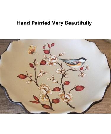 Fruit Basket Bowl Fruit Dish New Chinese Retro Handmade Round Wave Pattern Ceramic Fruit Bowl Living Room Kitchen Decor Fruit Plate Candy Bowl Fruit Bowls - Buy Online on SooperMarket.com