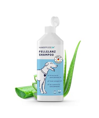 Dog care24 Dog shampoo fur gloss & dog conditioner 500ml - for healthy glossy fur & better combability with aloe vera - withdrawing gentle cleaning & care for every dog breed