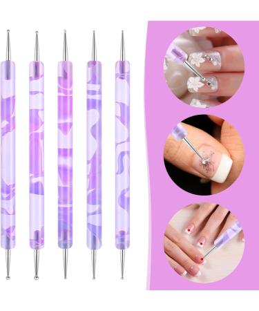 5Pcs Nail Dotting Pen Nail Art Tools Dotting Painting Pen Polish Carving Tool 2 Way Nail Design Dotting Tool for Gel Polish Decoration Purple - Buy Online on SooperMarket.com