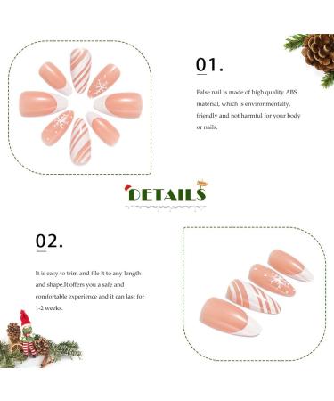 Vatocu Christmas False Nails - Short Red Press On Nails with Snowflakes, Elk, Snowman Designs (24pcs) for Women and Girls - Buy Online on SooperMarket.com