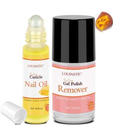 LOUINSTIC Gel Nail Polish Remover - Quick Remove Gel Nail Polish in 3-5 Minutes Nail Polish Remover with Cuticle Care Oil for Nail Repair removedor de gel