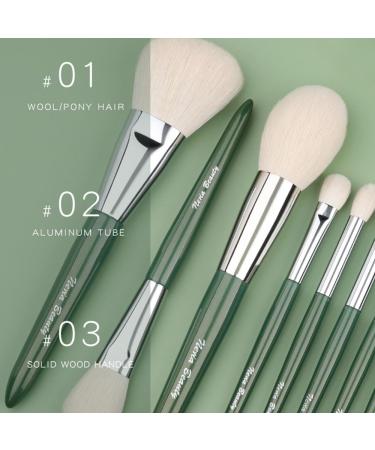 Natural Goat Hair Makeup Brushes Set - 9 Piece Ultra Soft Face & Eye Brushes for Foundation Concealer Blush Contour & Eyeshadow - Perfect Travel Kabuki Set (Green - Buy Online on SooperMarket.com