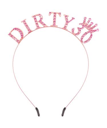 Atoden 30th Birthday Decorations for Her Pink Dirty 30 Birthday Headband Princess Tiara Queen Crown 30th Birthday Gifts for Her Party Happy Birthday Accessories for Women Girls Pink - Dirty 30