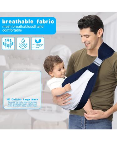 Vicloon Baby Sling Carrier for Newborns | Soft & Breathable 3D Mesh | Adjustable Buckles | Up to 20 kg | Blue Lattice Style - Buy Online on SooperMarket.com