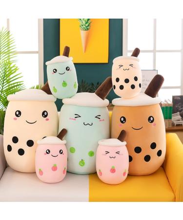 SPIRTUDE 2Pcs Boba Plush Set - Cute Strawberry & Brown Bubble Tea Stuffed Plushies 24cm - Soft Squishy Pillow for Kids Girls - Buy Online on SooperMarket.com