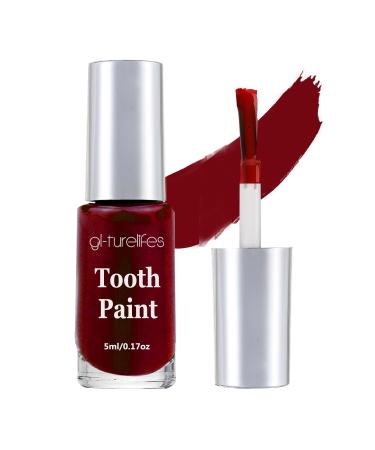 GL-Turelifes Tooth Paint Makeup Black Tooth Painting Cream Safe Quick Dry & Realistic Creating Black Out Tooth Makeup & Missing Teeth SFX for Halloween Cosplay Theater (5 ml) (Red)